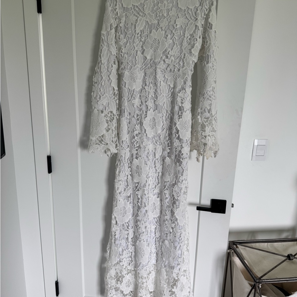 Audrey Hepburn Style Elegant White Lace Maxi Dress or temple dress lds